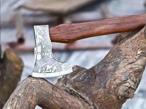 Hacha de vikingo de acero al carbono para exteriores personalizada internacional artesanal de acero, hacha de nuevo diseño hecha a mano para acampar a la venta - Product Image 2