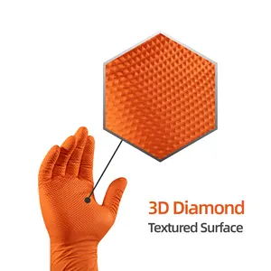 10mil Black Orange Mechanical Heavy Duty Powder Free Rubber Disposable Safety Nitrile Mechanic Gloves For Work