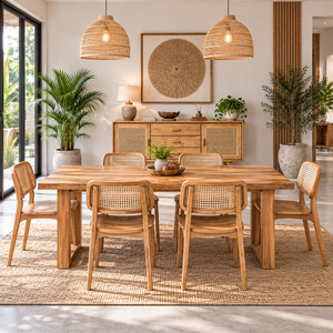 Buffet en teck massif et rotin Savara, style Japandi, qualité supérieure, portes en cannage, mobilier de maison, salle à manger, hôtel, vente en gros - Product Image 5