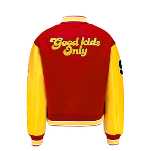 Chaqueta Bomber Varsity de Alta Calidad para Hombre, Personalizada, Estilo Urbano, Cuero Genuino, Parche Bordado, Resistente al Viento, Cuello Acanalado Ecológico - Product Image 6