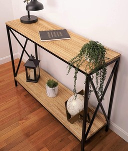 Mesa de muebles rectangular con tapa de madera para el hogar, Hotel y restaurante, Decoración de mesa única, Centro de muebles de hierro, mesas de té y café - Product Image 3