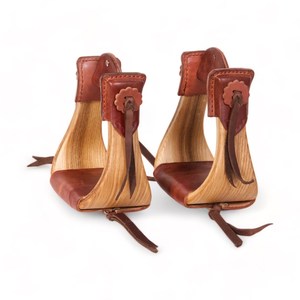 Estribos occidentales de Carreras de Caballos personalizados de alta calidad Metal y cuero de madera Color Safety First Horse Riding Equipment - Product Image 2