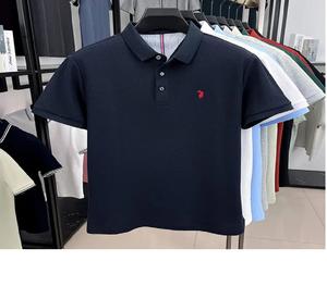 PLM236 2025 nouvelle couleur unie de haute qualité coton grande taille brodé hommes Polo à manches courtes décontracté affaires Polo - Product Image 1