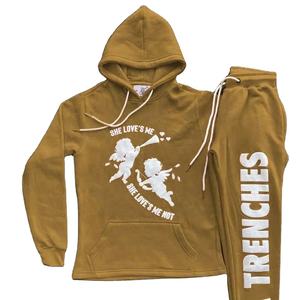 Survêtements pull personnalisé à manches longues bouffée imprimé sweats à capuche et pantalons deux pièces Joggers ensembles solide gris vêtements d'entraînement survêtements - Product Image 6