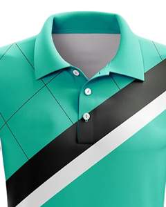 Camiseta Polo Personalizada para Hombre, Verde Menta, Rayas Blancas y Negras, Manga Corta, Transpirable, Poliéster y Elastano, Ropa Deportiva de Golf, OEM Personalizado - Product Image 4