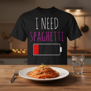 T-shirt I Need Spaghetti a maniche corte girocollo unisex per adulti con stampa digitale per attività promozionali - Product Image 3
