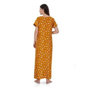 Evolove Robe de nuit longue maxi élégante en viscose Liva imprimée, avec boutons et fermeture éclair, coupe ample pour femme, tissu tissé ODM - Product Image 3