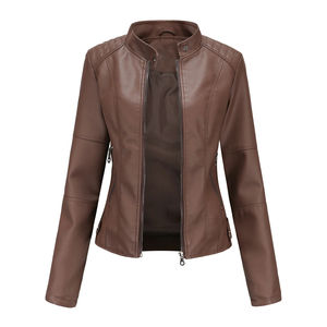 Chaqueta de Cuero con Cremallera para Mujer, Calidad Premium, Cuero Vacuno Original, Estilo Casual, Sensación Suave - Product Image 5