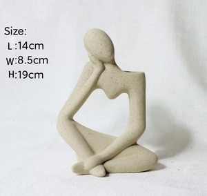 Nouvelle arrivée Vase à fleurs penseur en céramique pour la décoration intérieure Vase esthétique Vase à visage décoratif - Product Image 6