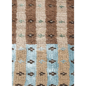 Manchaha Beige & <b>Brown</b> Hand Knotted <b>Wool</b> & Bamboo Silk Rugs-Les-2614 Striped Rectangle for Bedroom and Hallway for Home Use - Product Image 3