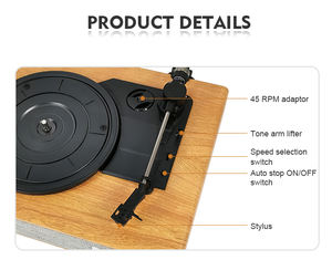 TE-2018 Nouvelle conception de haute qualité, platine vinyle vintage avec haut-parleurs intégrés sur le dessus de la table, cartouche à aimant mobile, Bluetooth - Product Image 6
