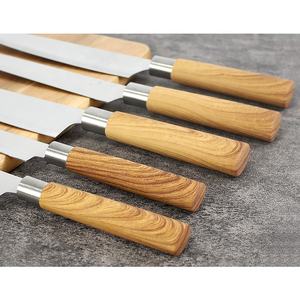 Commandes en gros personnalisées OEM ODM Service lame tranchante en acier inoxydable manche en bois ensemble de couteaux japonais de chef ensemble de couteaux de chef - Product Image 6