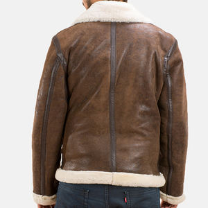 Otoño/Invierno nueva chaqueta de moto de piel de oveja genuina con cuello levantado a prueba de viento y transpirable diseño personalizado para hombres - Product Image 3