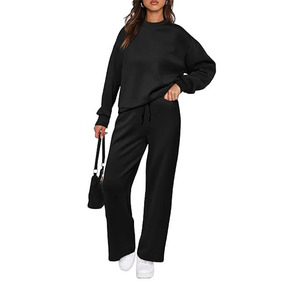 Survêtements pour femmes personnalisés, ensembles deux pièces, haut court à épaules dénudées, sweat-shirt à capuche et pantalon, ensemble de jogging, survêtements d'hiver pour femmes - Product Image 1