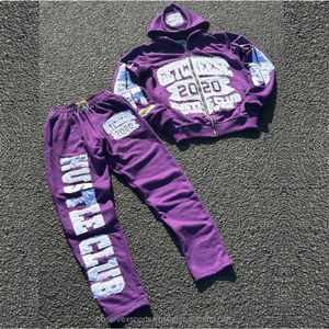 Nuevos conjuntos de Sudadera con capucha con estampado de soplo para hombres y mujeres, pantalones de chándal con serigrafía, chándales Unisex Y2K, moda para hombres a granel - Product Image 3