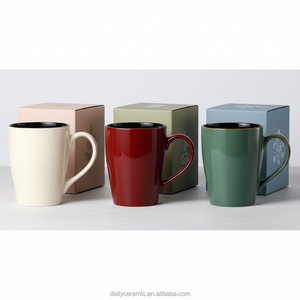 Tazze da Caffè in Ceramica Stoneware 12oz con Logo Personalizzato, Smalto Bicolore, Tazza da Tè in Porcellana con Bordo Dorato per Casa e Ufficio - Product Image 6
