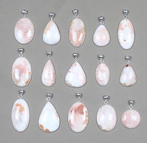Fábrica Rosa Scolecite cristal plateado latón Material bisel ajuste en forma mixta piedra moda lindos colgantes venta al por mayor lote - Product Image 3
