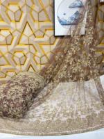 Tissu en maille brodé à la main avec perles importées de qualité supérieure, tissu unique entièrement brodé et perlé à la main