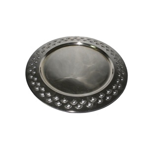 Assiettes de présentation en métal de forme ronde au design exclusif avec bordure colorée dans toutes les tailles, assiettes de vaisselle pour servir la fête de mariage - Product Image 6