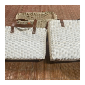 กระเป๋าสะพายไหล่หวายธรรมชาติเป็นมิตรกับสิ่งแวดล้อมมินิมอลและสง่างามเหมาะสำหรับการช้อปปิ้งชายหาดร้านบูติกแฟชั่นสินค้าจากโรงงานที่รวดเร็ว - Product Image 3