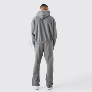 High Street Eco Friendly Hiver À Capuche Solide Hommes Survêtement Respirant Doux Polaire Tissu Personnalisé Logo Professionnel - Product Image 2
