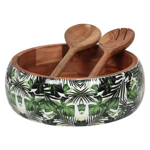 Classy Design Wooden <b>Bowls</b> with Salad Servers Large Mango Wood <b>Bowl</b> for Fruit Salad & <b>Snacks</b> Kitchen Dining Table Decor <b>Bowl</b> Set - Product Image 1