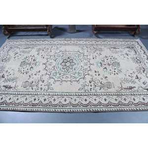 พรมตุรกีขนาด 5.4x9.3 ฟุต, พรมวินเทจขนาดใหญ่, พรมเปอร์เซียสีขาว - Product Image 3