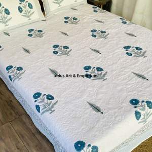 Wholesale Hand Block Printed Cotton <b>Bedspreads</b> Cotton Quilted Bedcover - Product Image 5