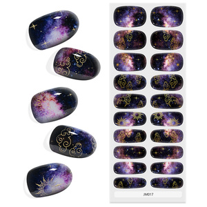Envolturas de <span class=keywords><strong>uñas</strong></span> de gel semicuradas con purpurina Galaxy personalizadas al por mayor, 20 piezas | Lámpara UV con efecto 3D que se endurece, resistente al agua y de larga duración - Product Image 1