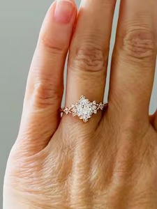 แหวนเพชรรูปไข่สำหรับปลูกในห้องปฏิบัติการทรงรีแหวนทอง14K ที่ไม่เหมือนใครสำหรับเจ้าสาวที่โรแมนติกแหวนหมั้นแบบแฟนตาซีแปลกๆเครื่องประดับทองคุณภาพดี - Product Image 3