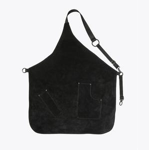 Cross-Back Black Suede Leather <b>Work</b> <b>Apron</b> Adjustable Strap Utility Pockets Lightweight Ergonomic Design Custom PU Leather <b>Apron</b> - Product Image 1