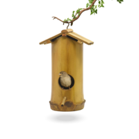 Maison d'oiseau en bambou, accessoires pour animaux fabriqués à partir de matériaux naturels et décoration élégante de la maison, vente en gros.