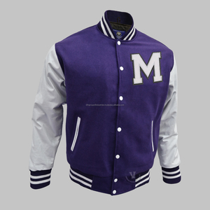 แจ็กเก็ตเลตเทอร์แมนทีมโรงเรียนแจ็คเก็ตขนสัตว์แขนหนังแท้สำหรับผู้ชายและผู้หญิง - Product Image 2