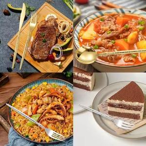 Juego de cubiertos de acero inoxidable de calidad superior Juego de cubiertos chapados en oro con mango increíble Juego de Cubiertos de utensilios de cocina real - Product Image 4