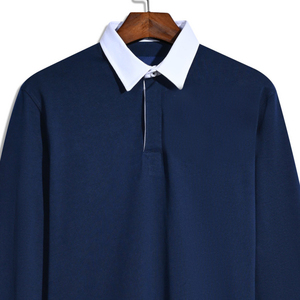 Polo de Rugby de 100% algodón para hombre, personalizable, sólido, mostaza, cuello en contraste, respetuoso con el medio ambiente, diseño teñido liso, Polo de Rugby - Product Image 2