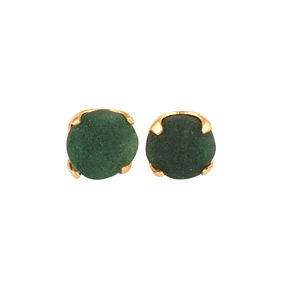 Boucles d'oreilles clous en quartz vert naturel en forme ronde, plaquées or 18 carats, tendance décontractée pour femmes, vente chaude - Product Image 1