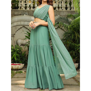 Vêtements pour femmes modestes vêtements de fête de créateurs indiens mariage Lehenga Choli & Dupatta ensemble robes de soirée respirantes du Pakistan - Product Image 3