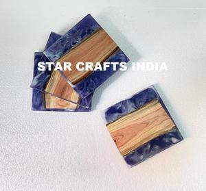 Haute qualité noyer personnalisé bois et résine sous-verres pour boissons résine tasse à thé caboteur moderne bois résine caboteur tasse carré luxe - Product Image 5