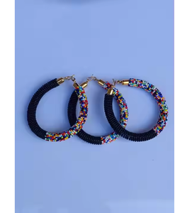 Multi Color Rice Beads <b>Chandelier</b> <b>Earrings</b> with Tassel Jewelry for Women and Girls Handmade from Indian Manufacturer - Product Image 4