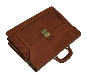 Bolsa de negocios grande, maletín de cuero para unisex, cartera de negocios marrón para computadora portátil Ma - Product Image 3
