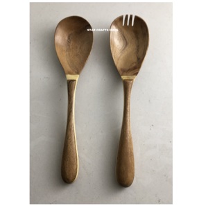 Fourchette à salade en bois fait main Designer nouveau design Serveur à salade Ensemble de salade en bois de luxe Inde - Product Image 6