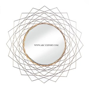 Avec miroir mural en métal plaqué or Cadre de conception classique fabriqué à la main Miroir mural personnalisé Miroir de restaurant pour la décoration - Product Image 4