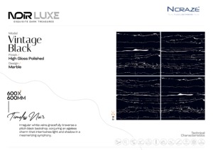 กระเบื้องปูพื้นพอร์ซเลนเคลือบเงาวาว600x600มม. สีดำหินอ่อนสีดำดีไซน์ทันสมัยไฟร์บริคใช้ในห้องนั่งเล่นโรงแรม - Product Image 6