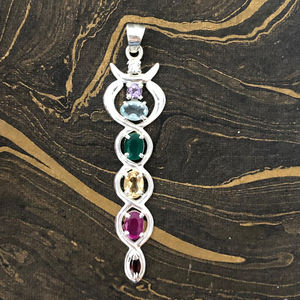 Multi-Color Gemstone 925 Silver Pendant Jewelry Minimalist Design for Unisex Everyday Wear - Product Image 1