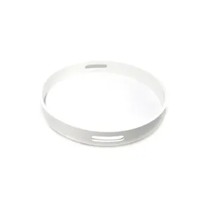 Plateau ottoman rond en bois de noyer noir extra large avec poignées pour servir le thé - Product Image 2