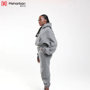 Vente en gros logo personnalisé vêtements d'entraînement pour femmes survêtement 2 pièces ensemble survêtement fermeture éclair survêtements femmes survêtement jogging survêtement - Product Image 3