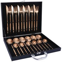 Ensemble de couverts de luxe en acier inoxydable poli miroir, design moderne, 24 pièces, avec étui, vaisselle durable pour la salle à manger à domicile