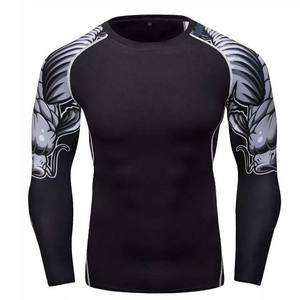 High Quality Customized Men's Rash Guard Long Fitness <b>Apparel</b> with Solid Pattern Printed Cotton Polyester Low Price Custom Logo - Product Image 4