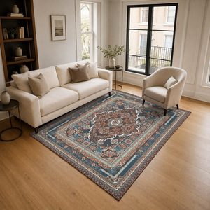 RUGS DEPOT LXDP-0928 Wholesale Terracotta Gold Modern Vintage Digital Printed Machine Washable Chenille Area Rug Non <b>Slip</b> - Product Image 2