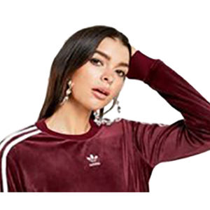 Camiseta <span class=keywords><strong>Adidas</strong></span> Originals de manga larga de terciopelo para mujer, tejidos y camisetas, color: granate, 100% auténtica - Product Image 4